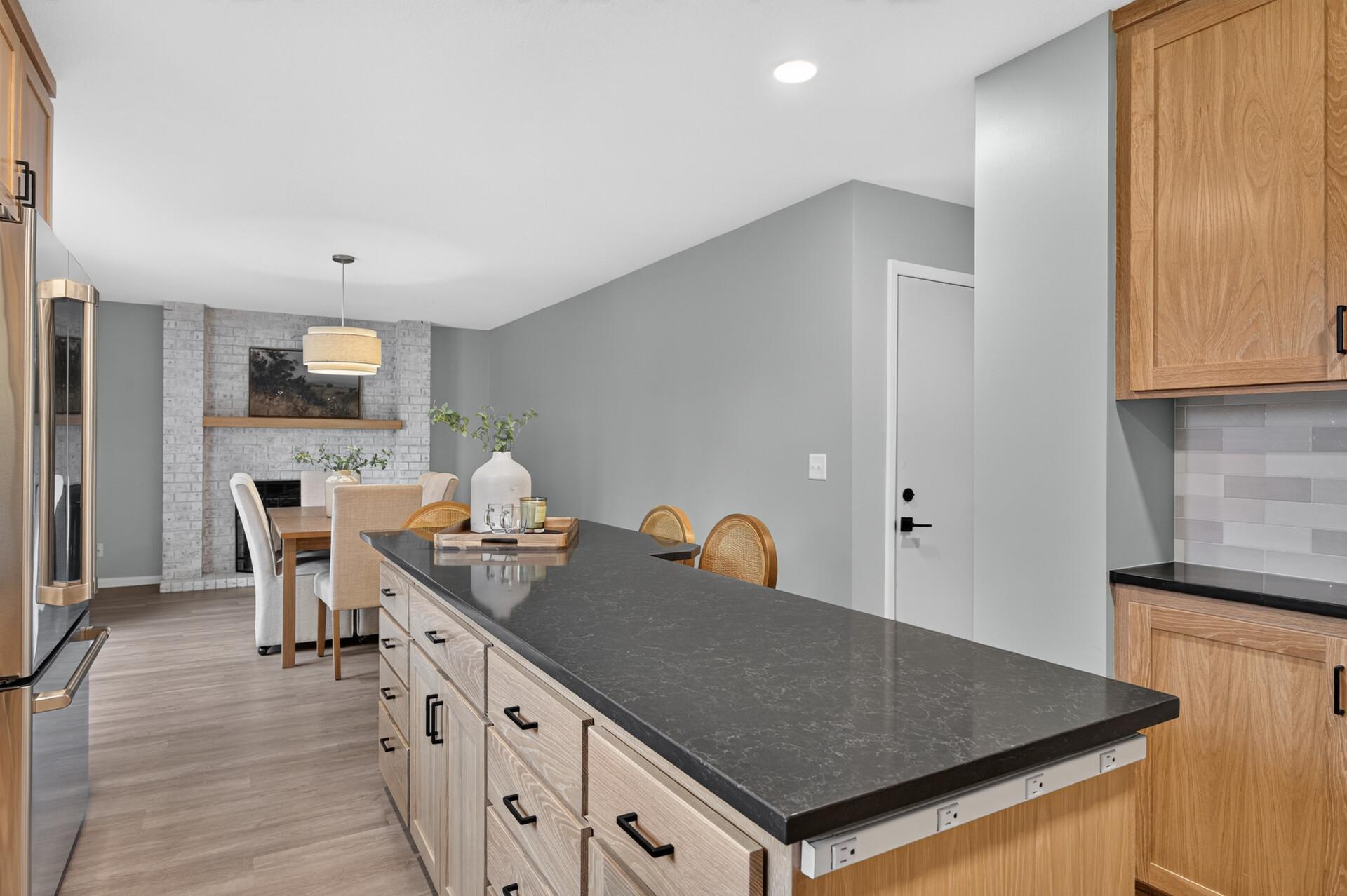 Lovely kitchen island with plenty of storage!