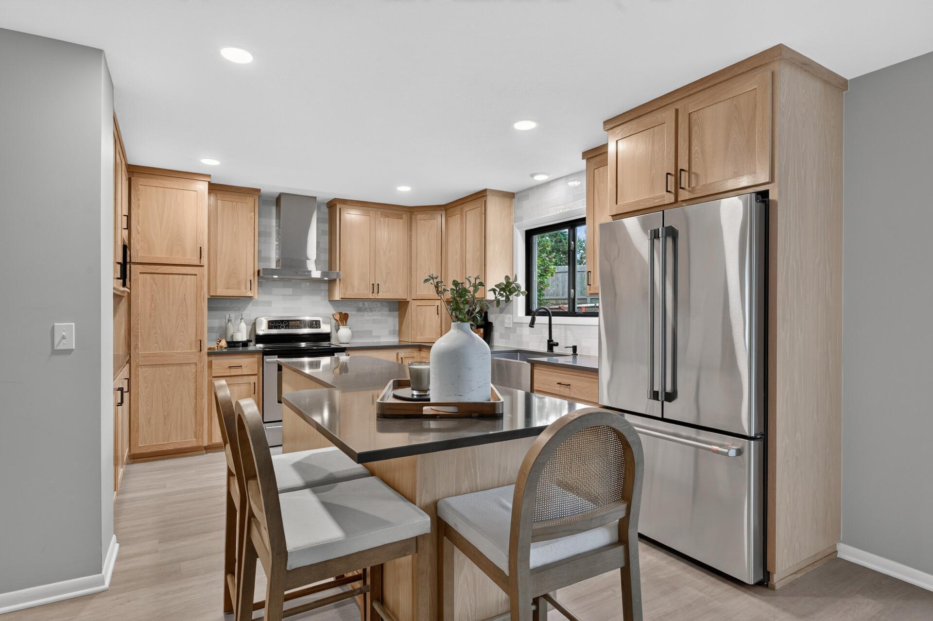 Kitchen with fully updated cabinets, counters, appliances and more!