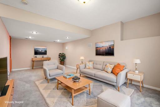 Virtually Staged lower level family room