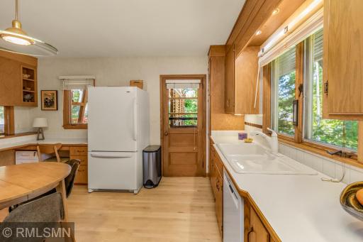 The door leads out to the deck as well as a staircase that takes you to street level.