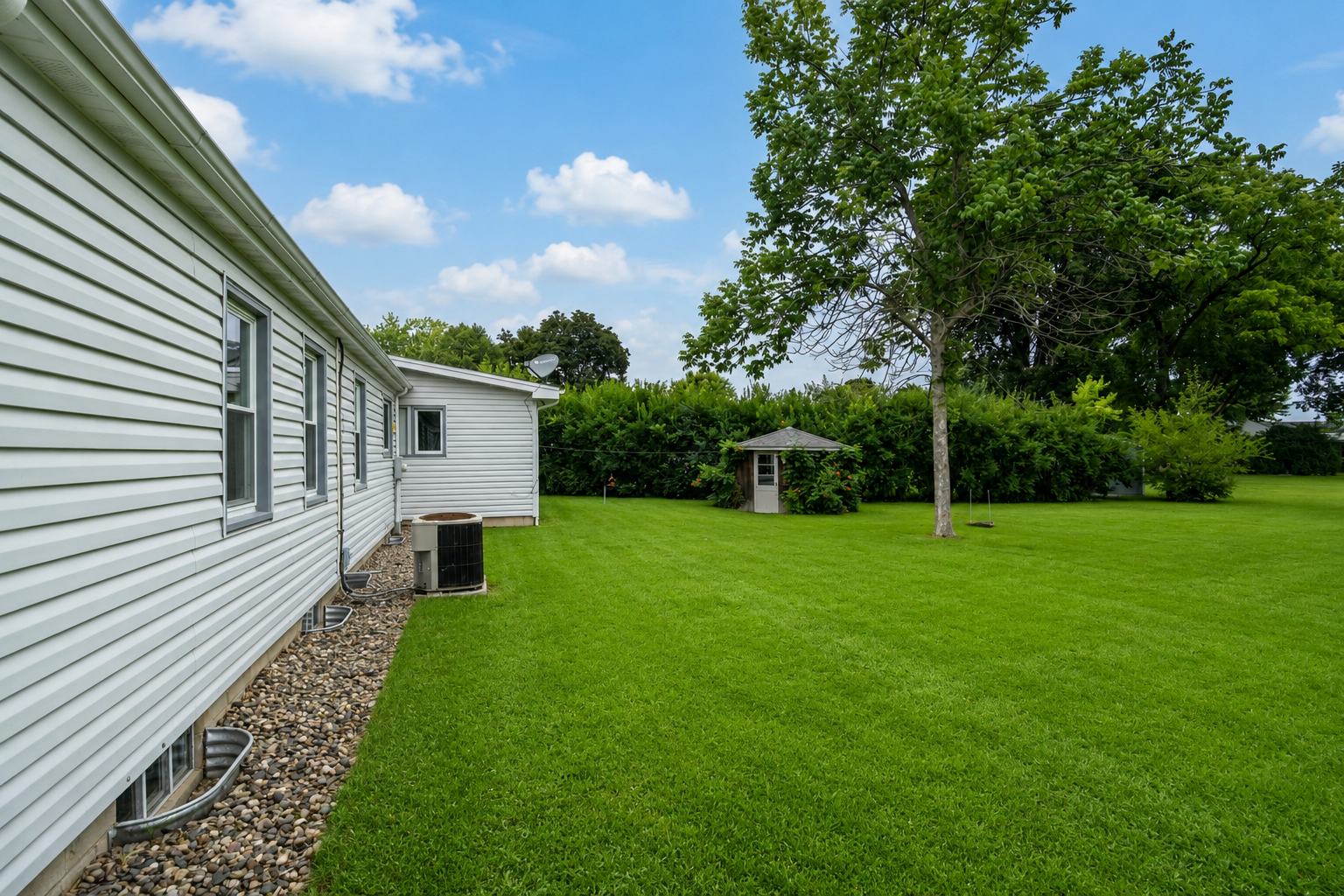 Full grown bushes on this side of the yard for additional privacy