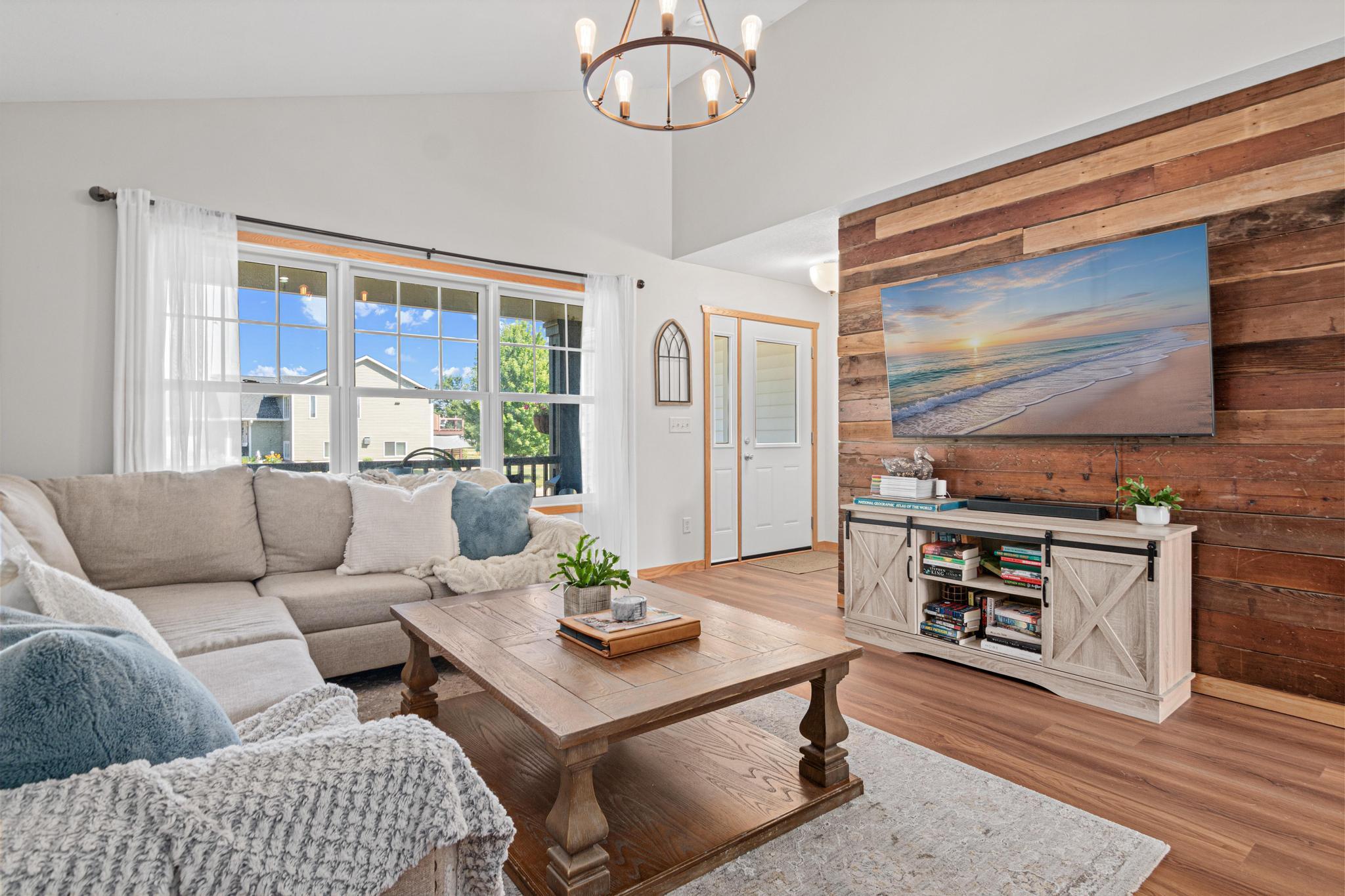 Bright, open living spaces with soaring vaulted ceilings.