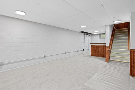 Painted and carpeted lower level