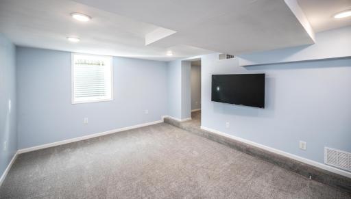 Large LL family room with egress window