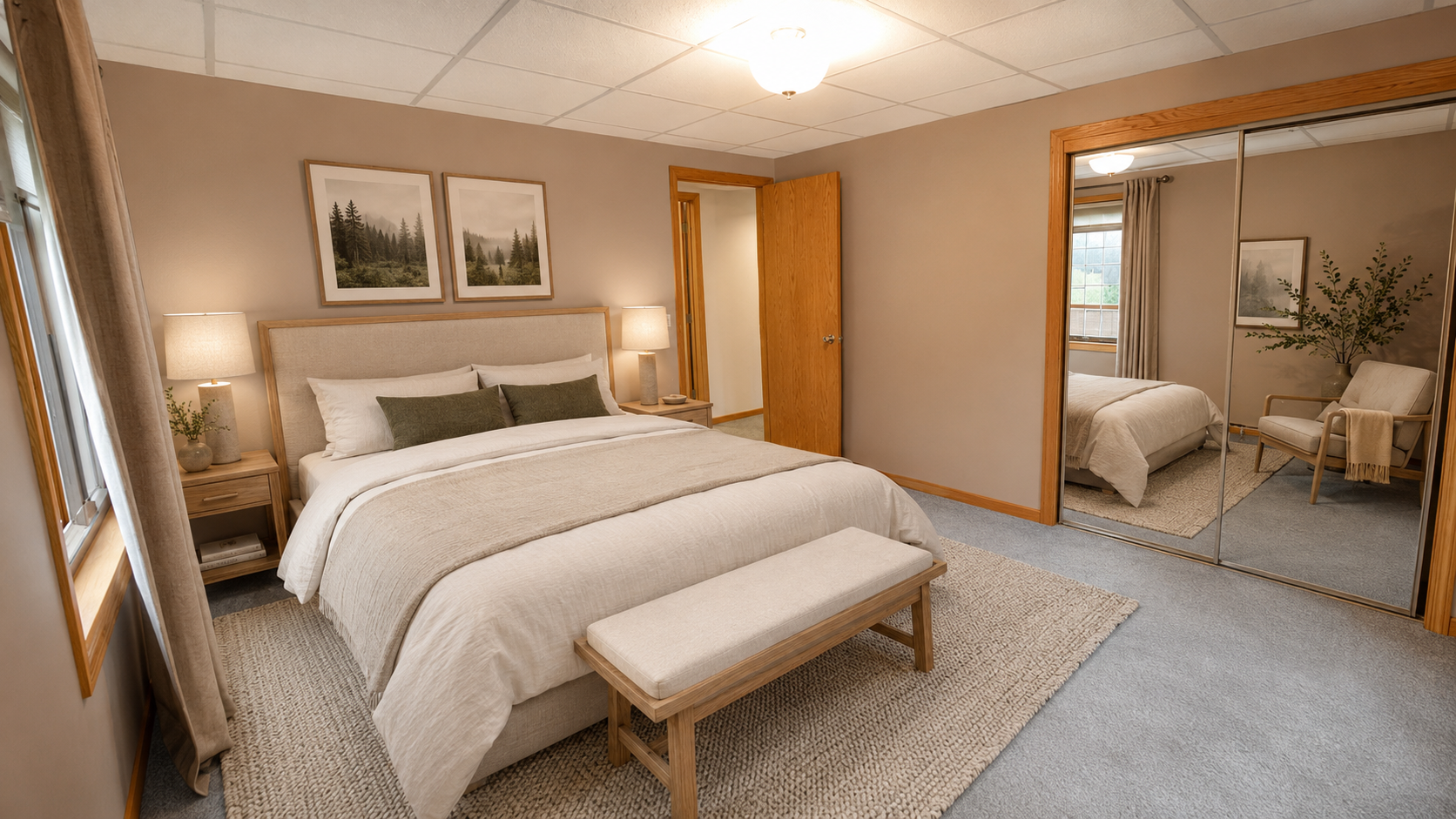 lower level bedroom virtually staged