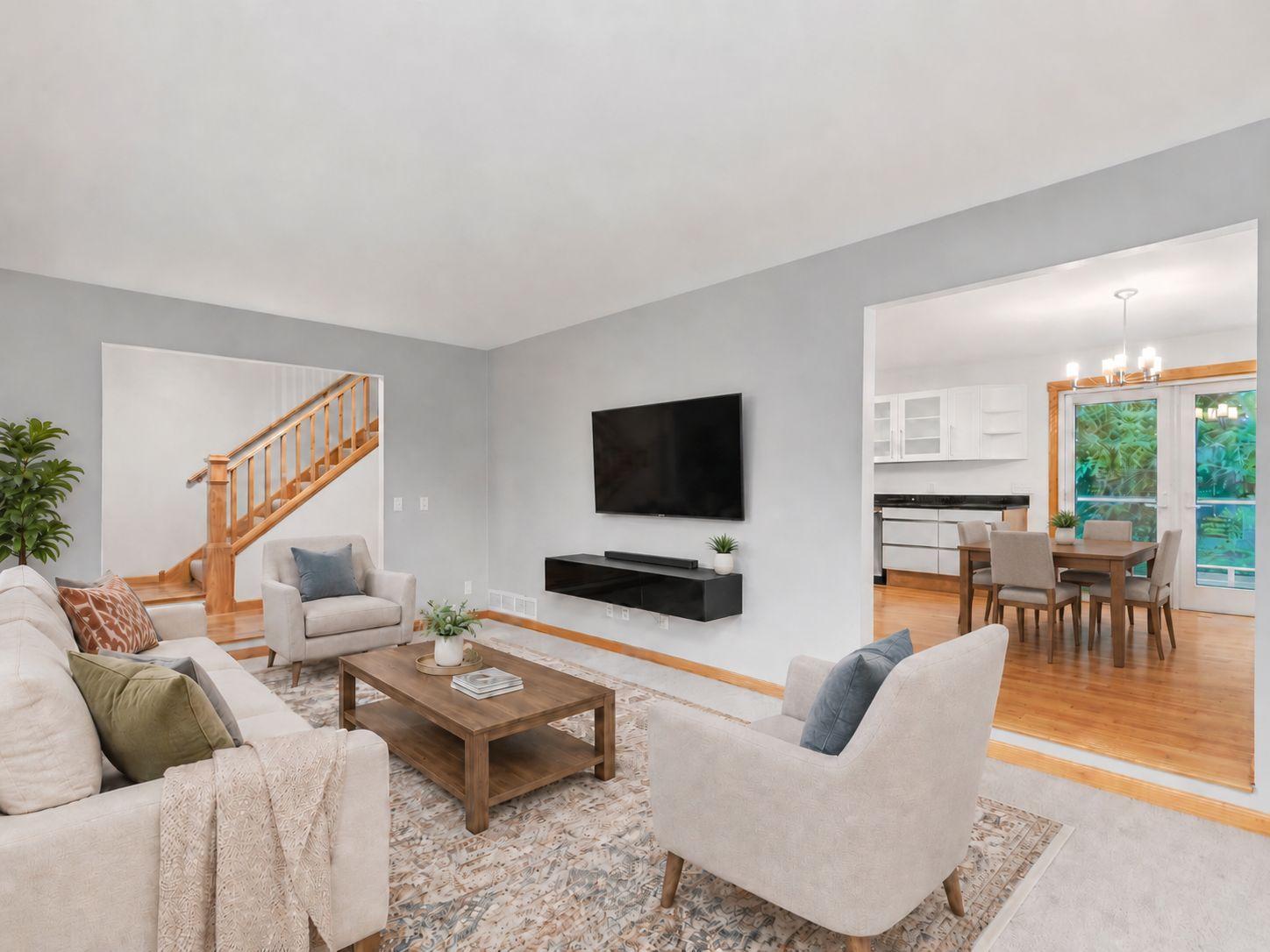 AI Virtually staged. Furniture and décor were digitally added. See the adjacent original photo for the property’s current condition.