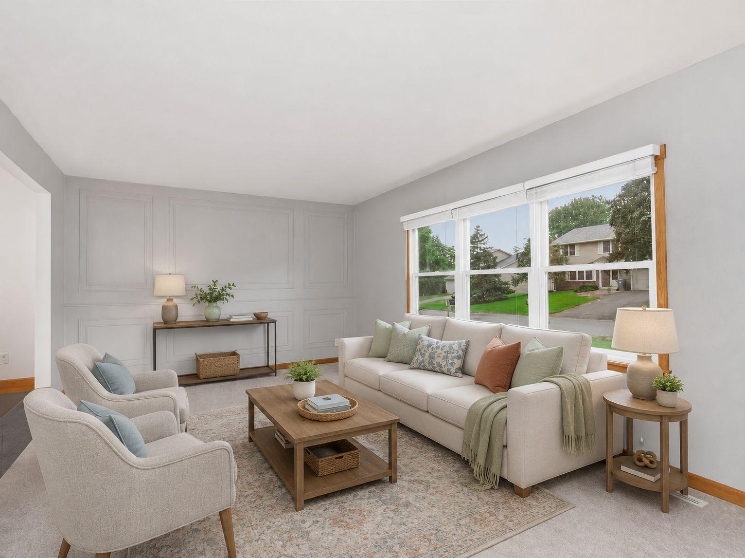 AI Virtually staged. Furniture and décor were digitally added. See the adjacent original photo for the property’s current condition.