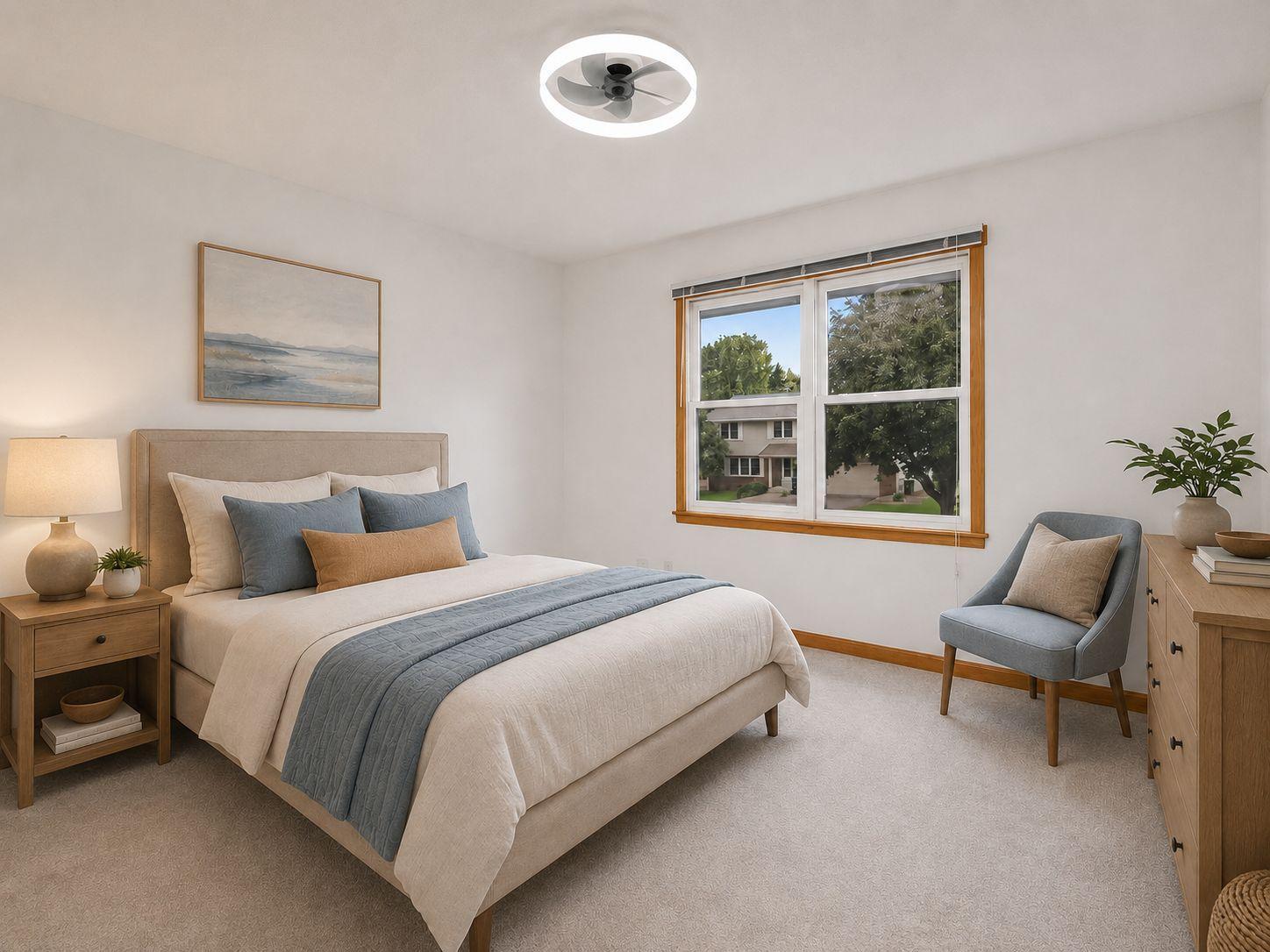 AI Virtually staged. Furniture and décor were digitally added. See the adjacent original photo for the property’s current condition.