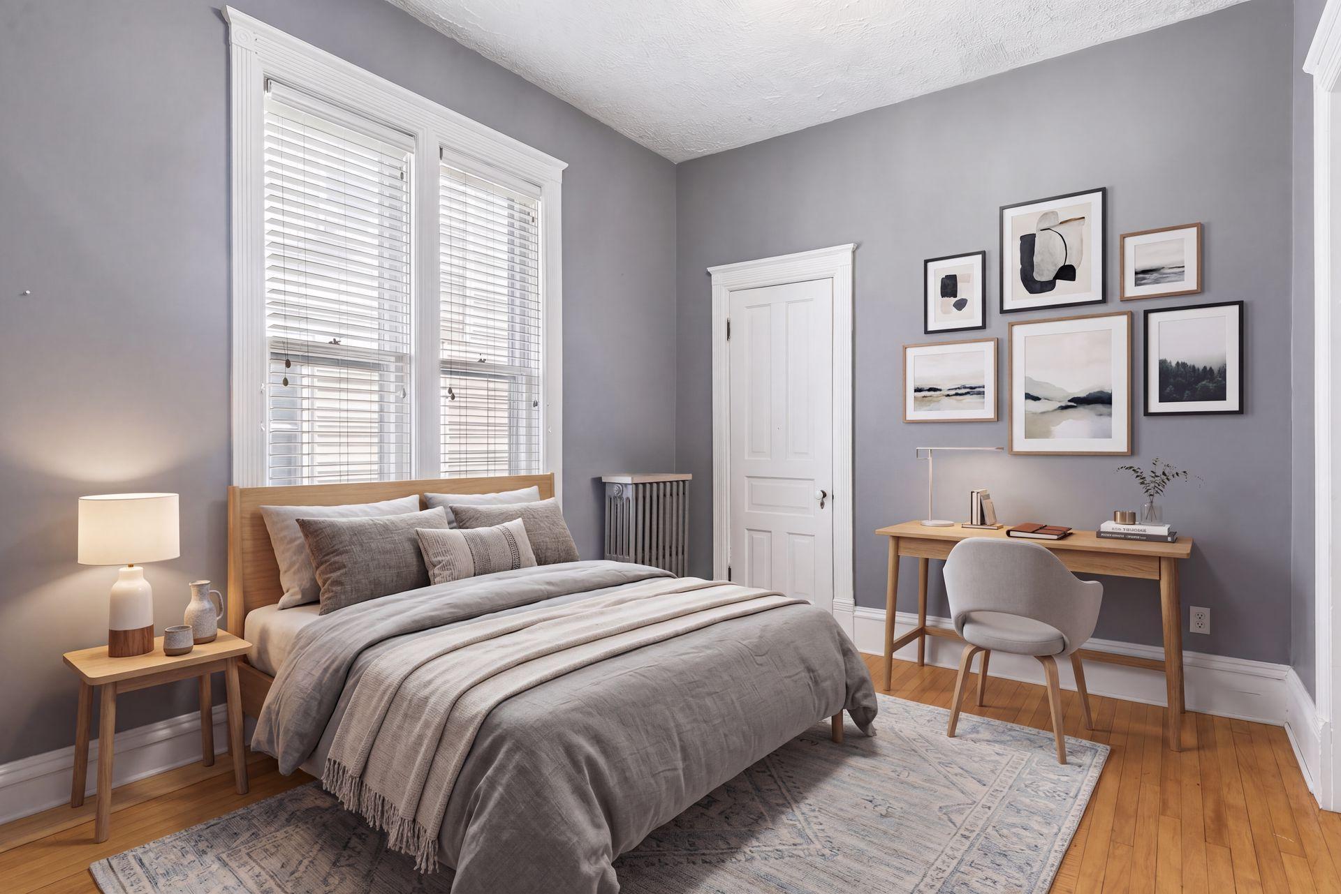 Virtually staged main floor bedroom