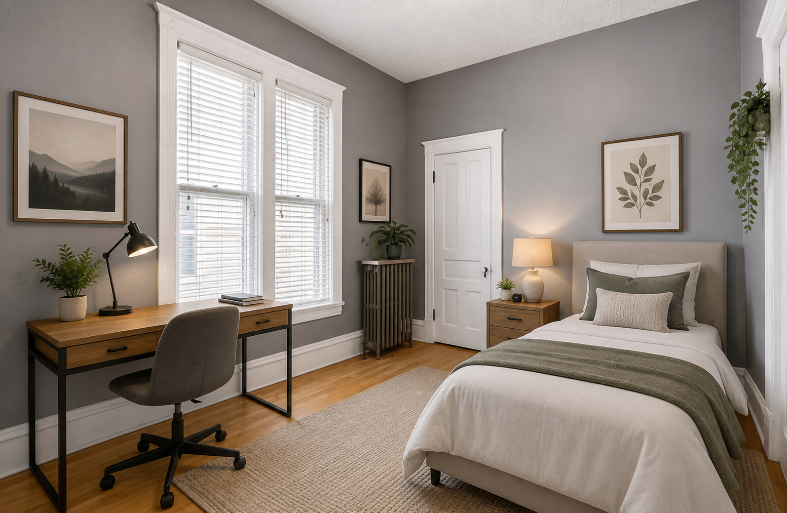 Virtually staged main floor bedroom