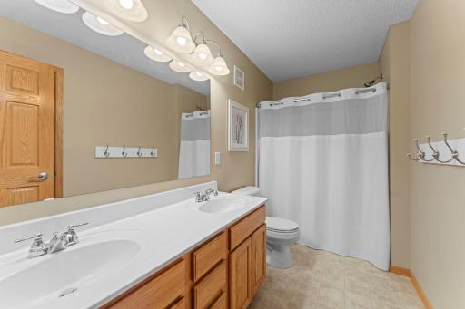 Convenient upper level bathroom with double sinks!
