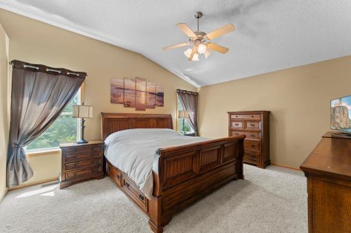 Upper level Boasts huge vaulted primary suite