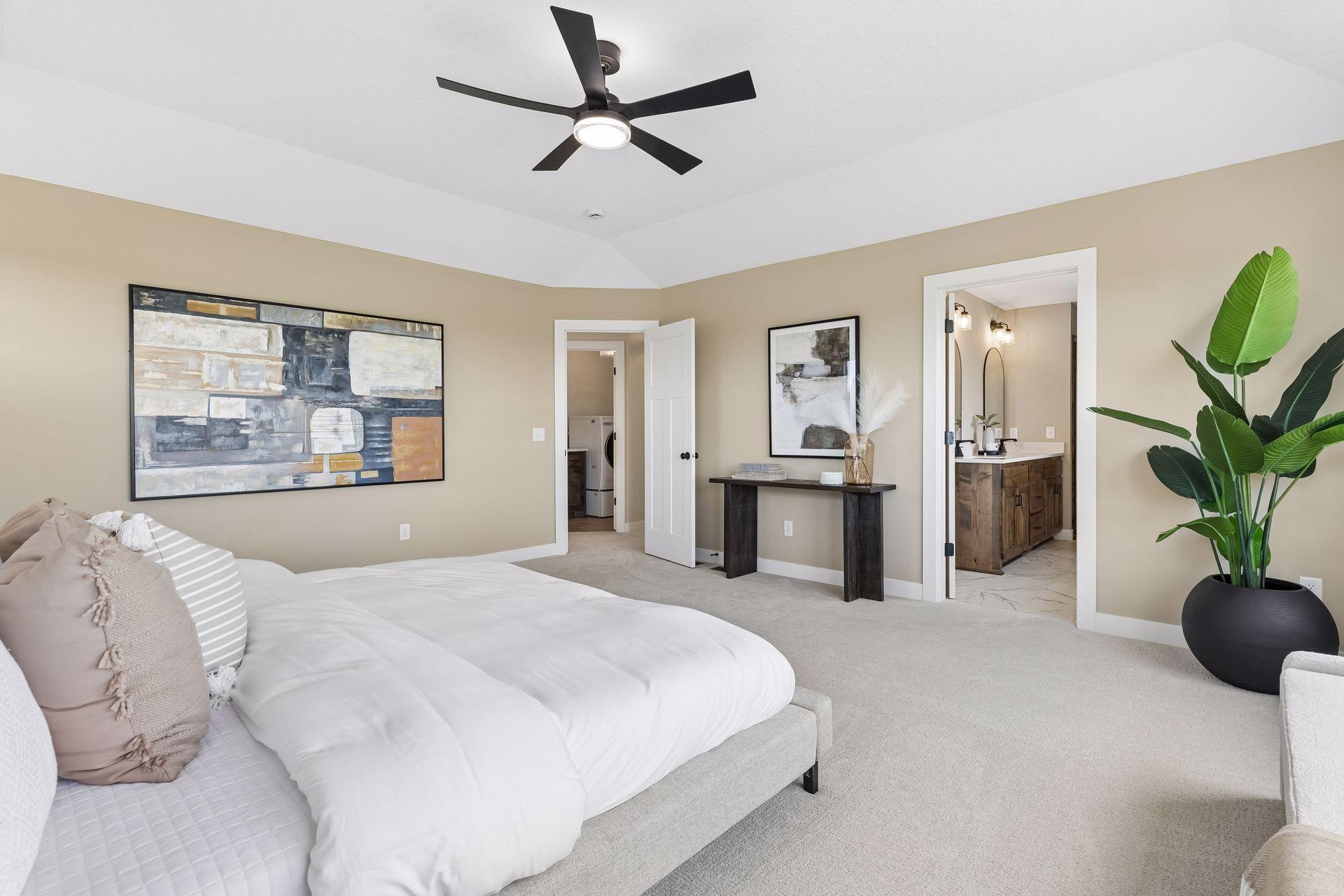 The primary suite offers a private 3/4 bath and a walk-in closet!