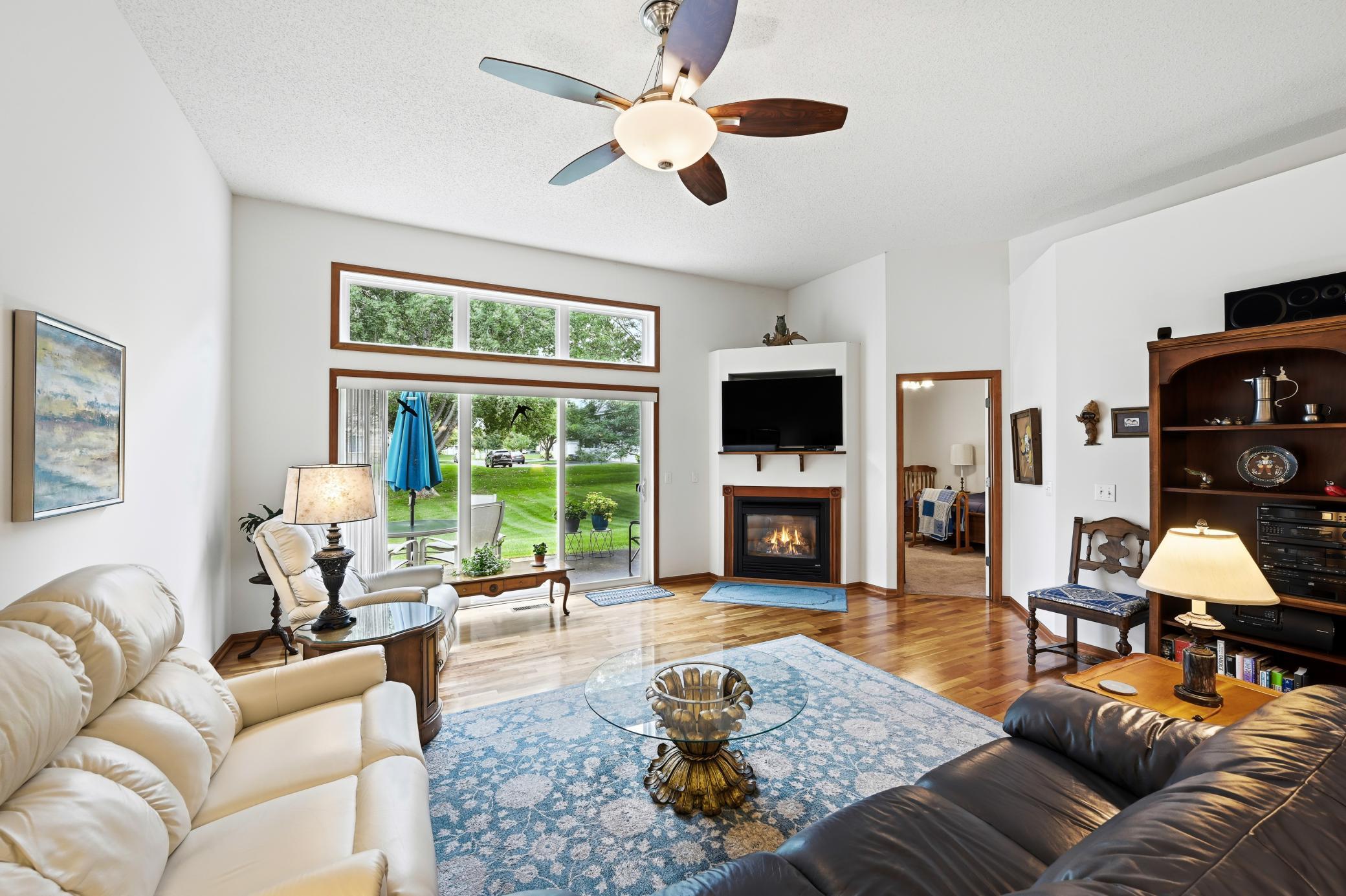 Gas fireplace in living room to take the chill away