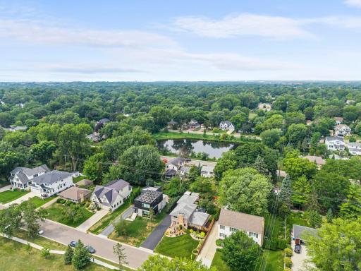 Bird's-eye view of the sought-after Morningside neighborhood, showcasing the mature tree canopy.