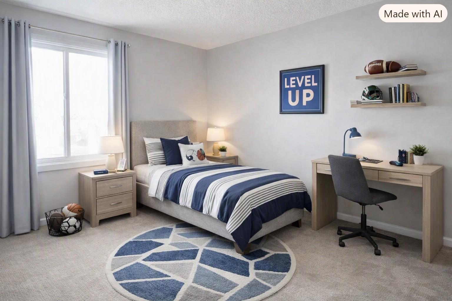 Virtual staging of what one bedroom could look like