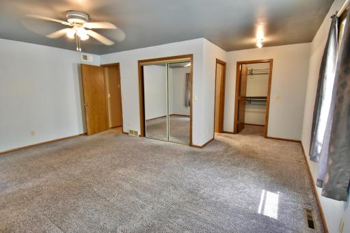 The main floor master suite features a full bath en suite and two closets one of which is a walk in!!!