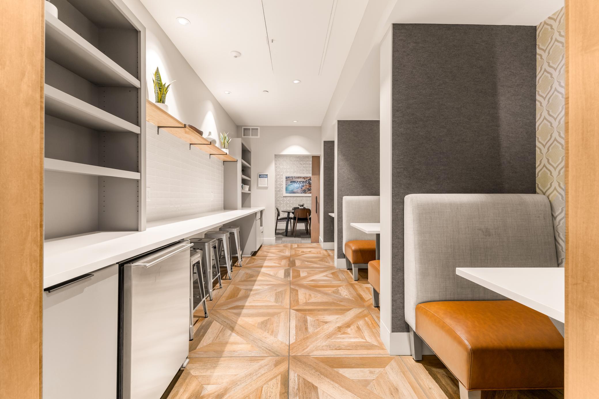 Coworking Lounge with Built-In Booths and Private Conference Room?