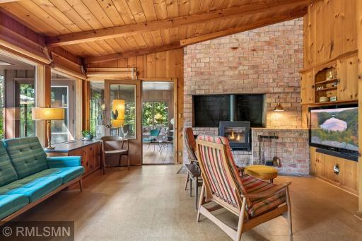 Sunroom Entrance and EPA approved wood burning fireplac