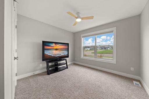 The second main floor bedroom has a street view and is carpeted.
