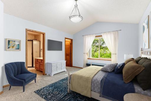 Virtually staged primary bedroom