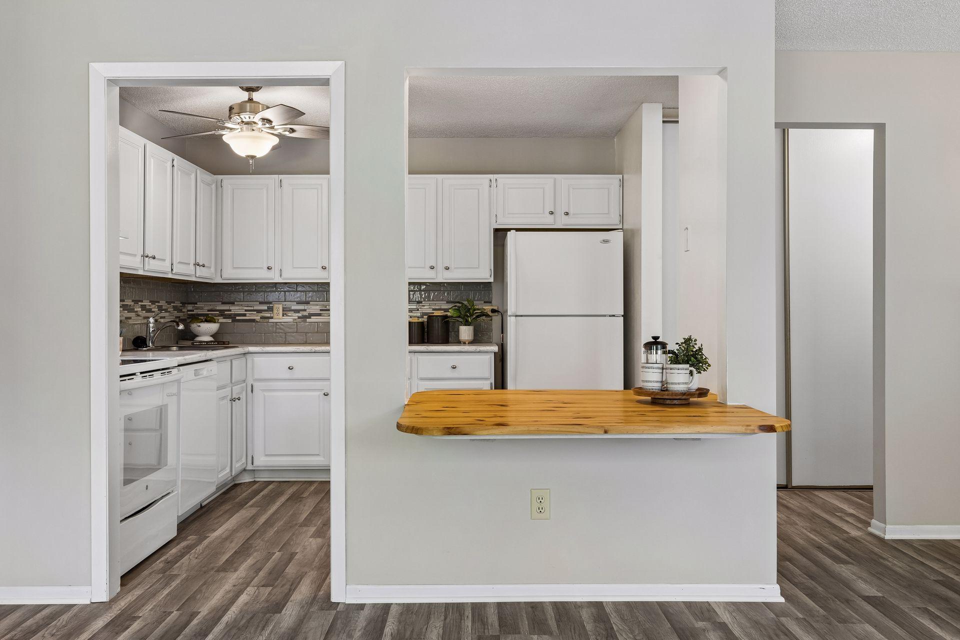 Kitchen with lowered island