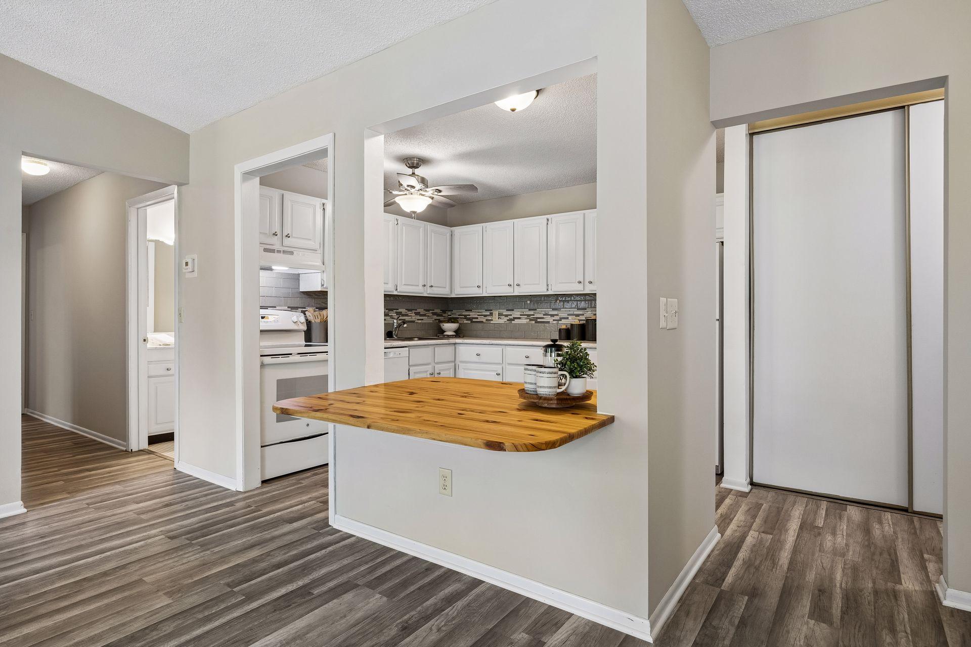 Kitchen with lowered island