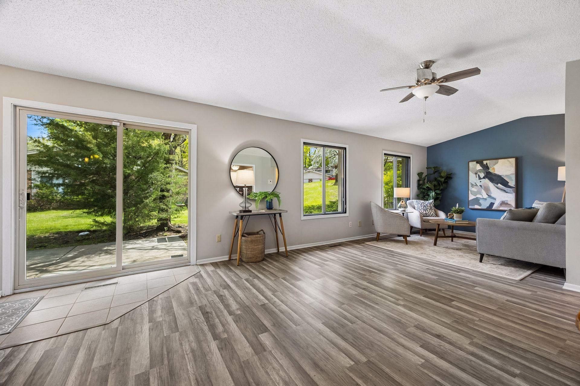 Living room with plenty of natural lighting
