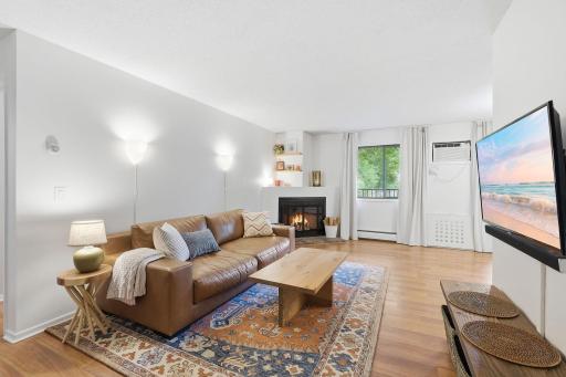 Living room has a wood burning fireplace, cozy in the winter. Fireplace is inspected and cleaned every two years.