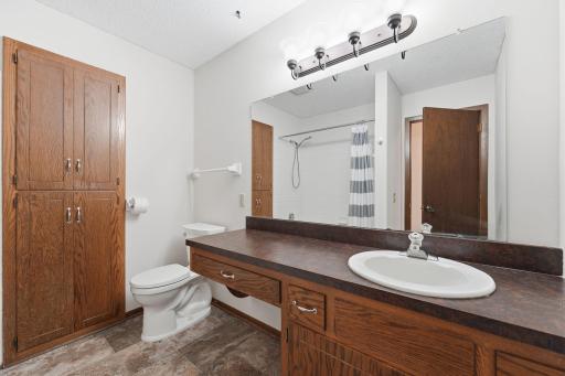 Busy mornings just got easier! The expansive vanity provides plenty of countertop and storage space for getting ready for the day, while the tub/shower combination adds everyday convenience.
