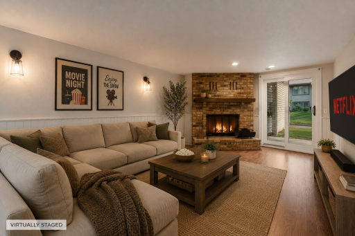 Bring on the movie marathons, game days, and cozy nights by the fire! The brick fireplace adds warmth and character, while the walkout makes this a fantastic space for entertaining indoors and out.
