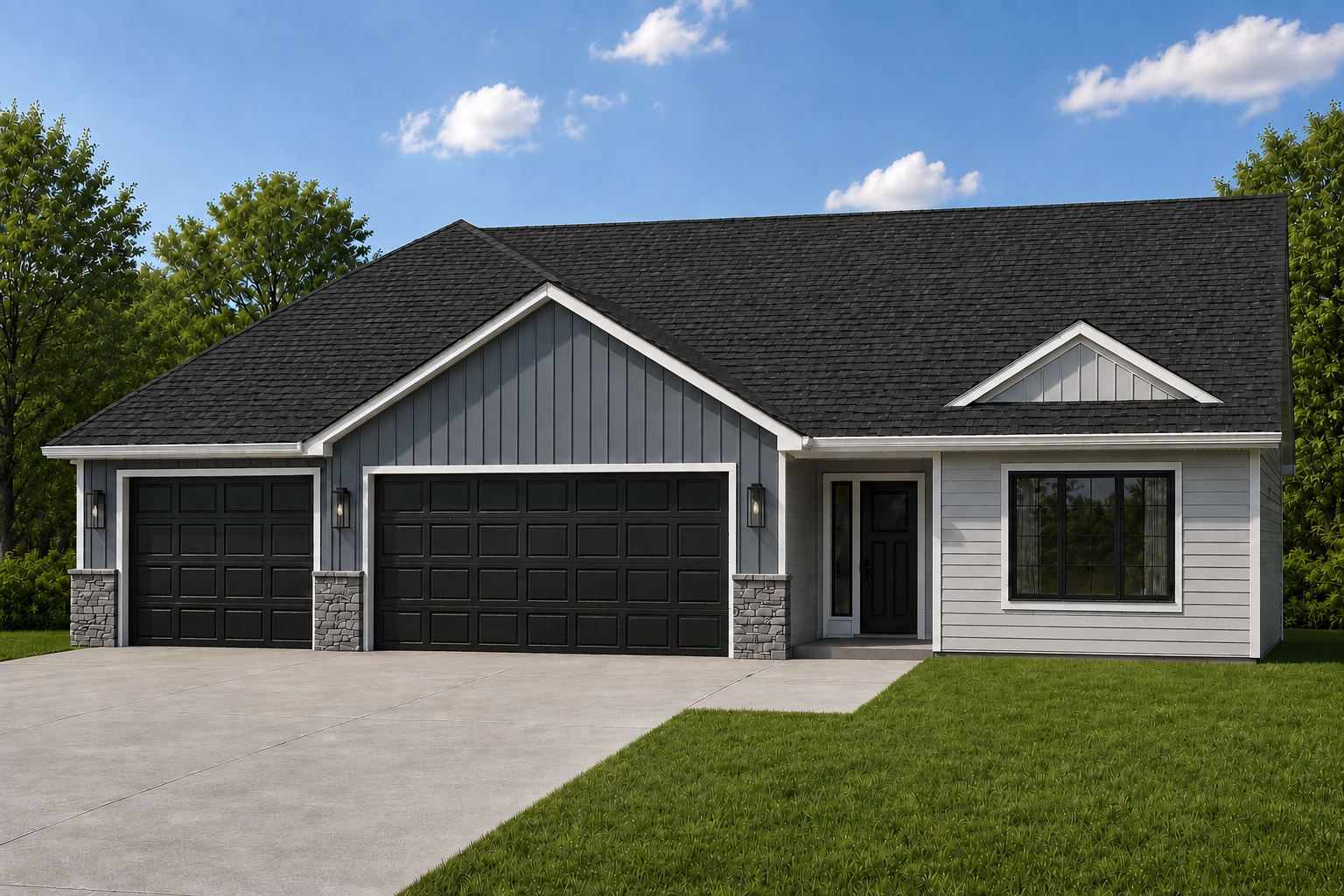 *AI-generated exterior rendering* This image is intended to provide a conceptual representation of the home. Not exact floor plan layout due to AI-generation.
