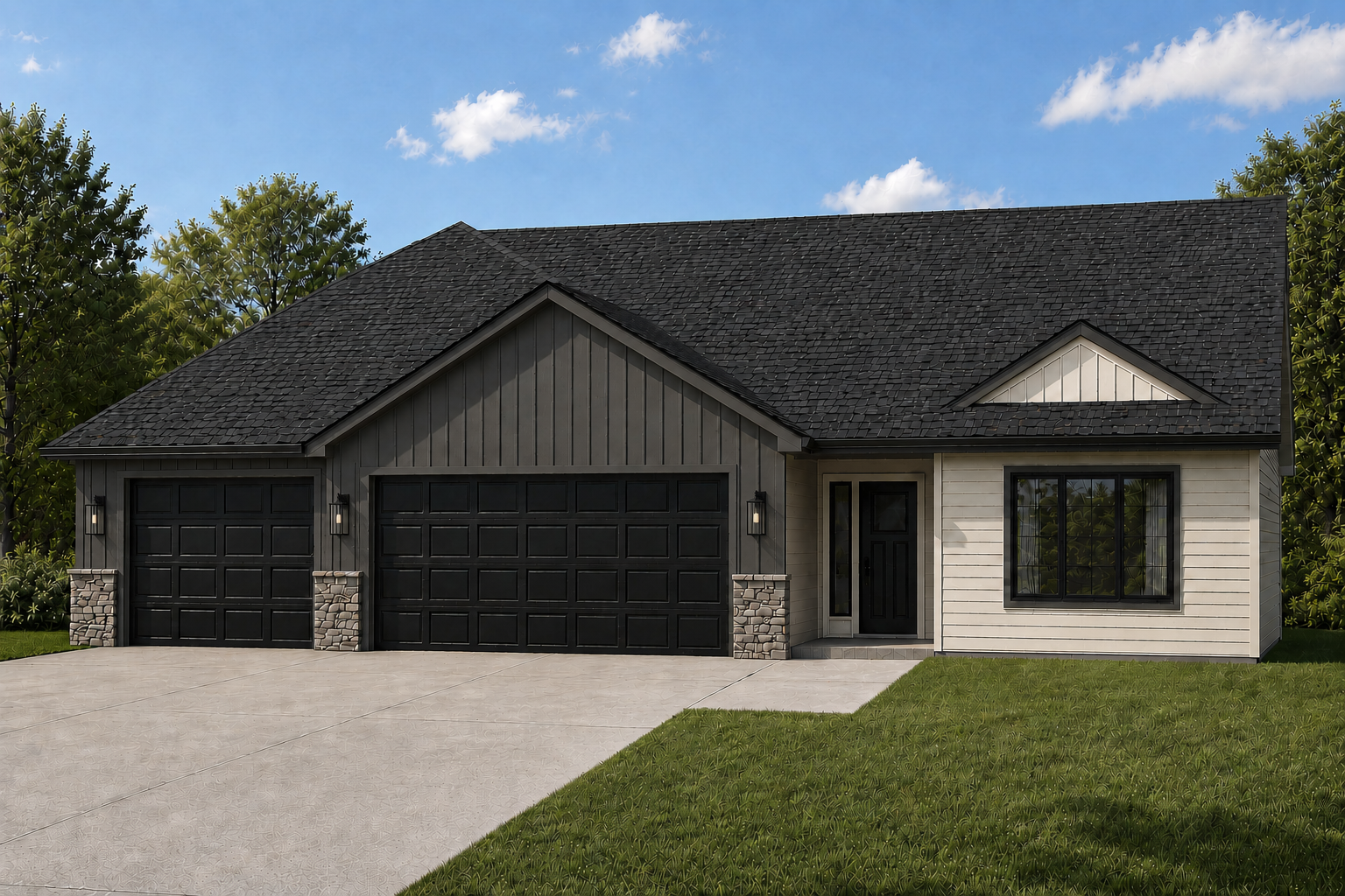 *AI-generated exterior rendering* This image is intended to provide a conceptual representation of the home. Not exact floor plan layout due to AI-generation.