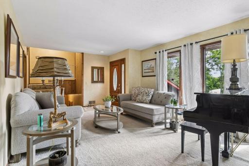 Large picture windows soak in the natural light