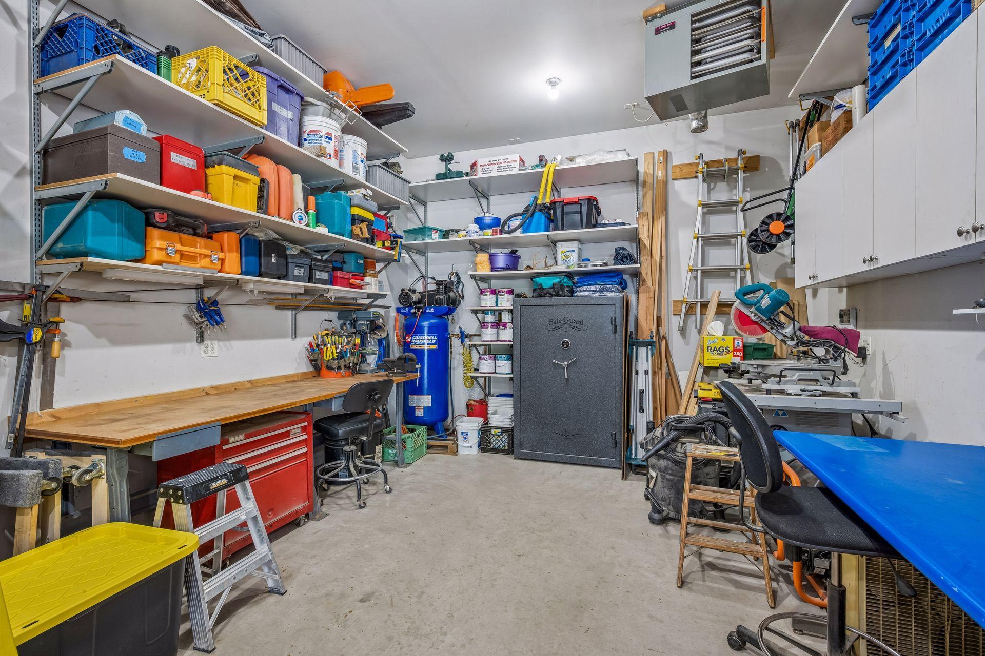Extra space in Garage with Heater and Sink