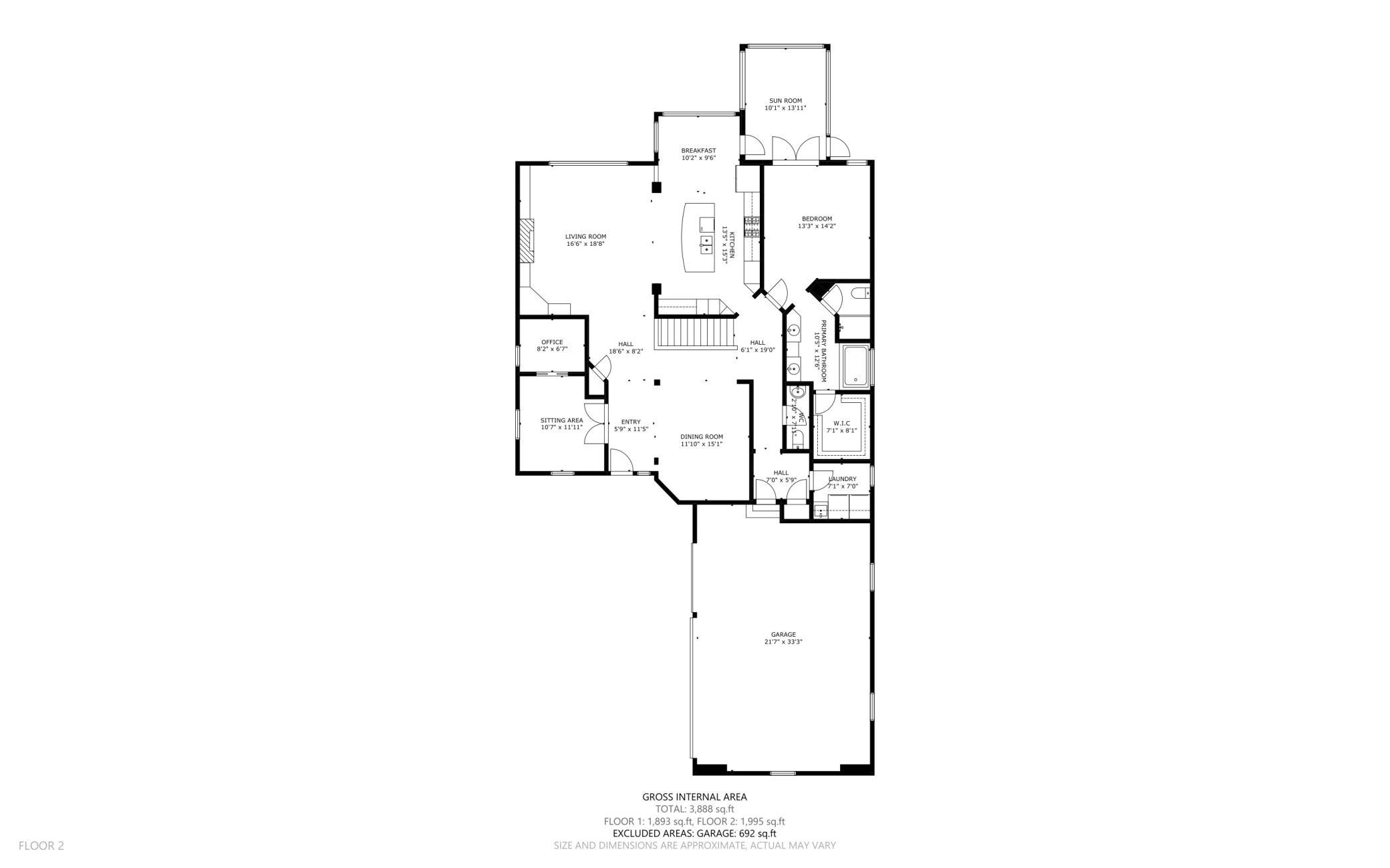 Total sq ft of the upper level