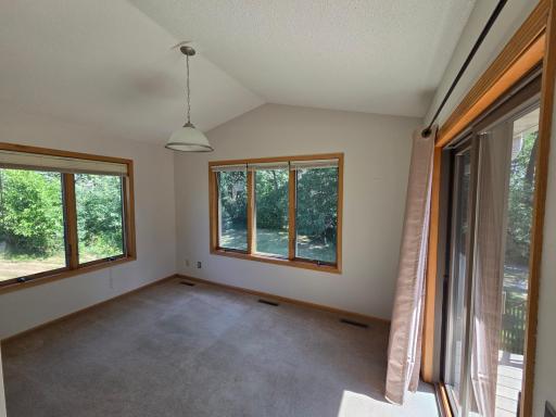 Sun room with a beautiful panoramic wooded view