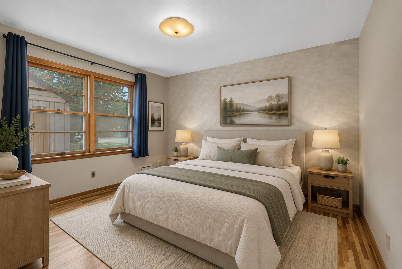 Primary bedroom virtually staged