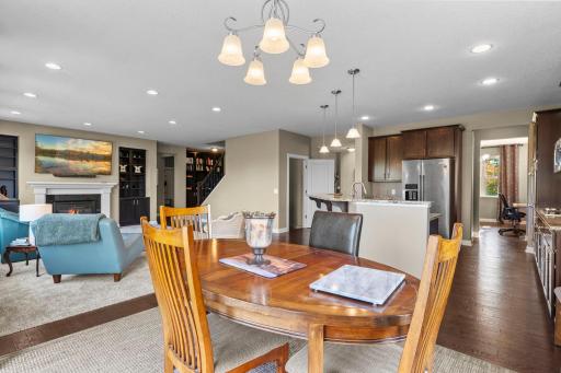 Both formal and informal dining areas provide flexibility for everyday meals and entertaining.