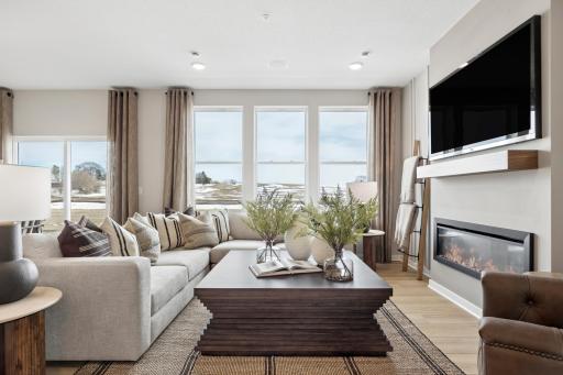 Large windows in the Gathering Room of the Hadley model home