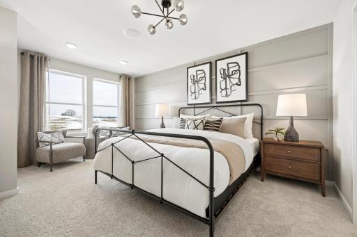 A large primary bedroom, as shown in the Hadley model.