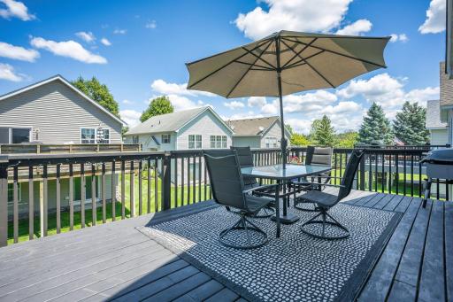 Freshly painted deck just off the kitchen