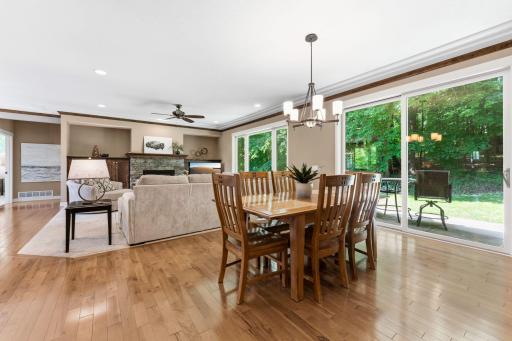 Open dining area with access to back patio