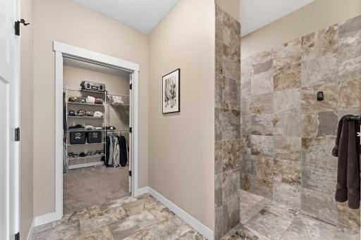 Walk-in shower and expansive walk-in closet