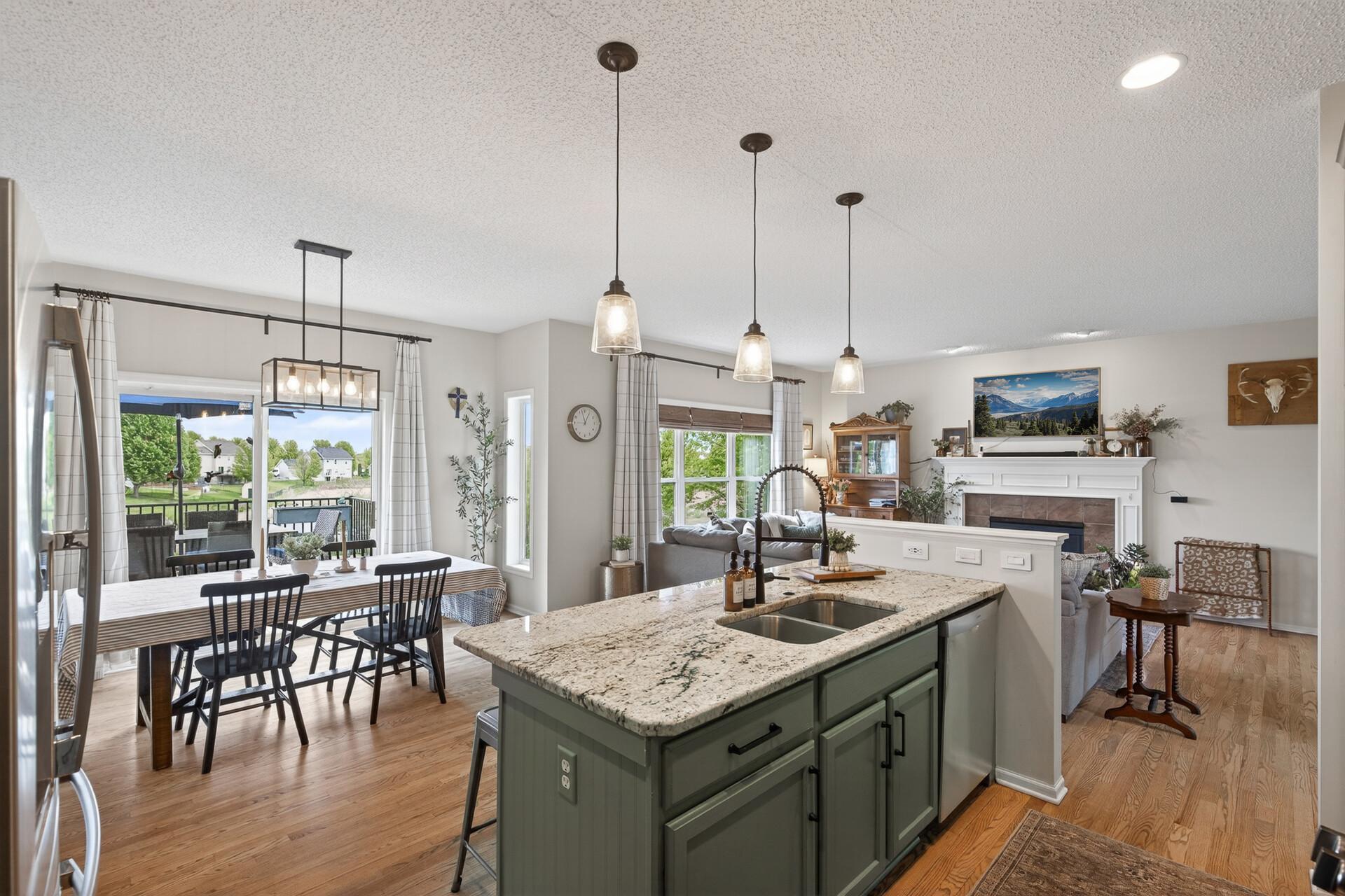 Open Kitchen to Dining and Living Room
