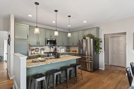 Great Kitchen Space Overlooks the Backyard