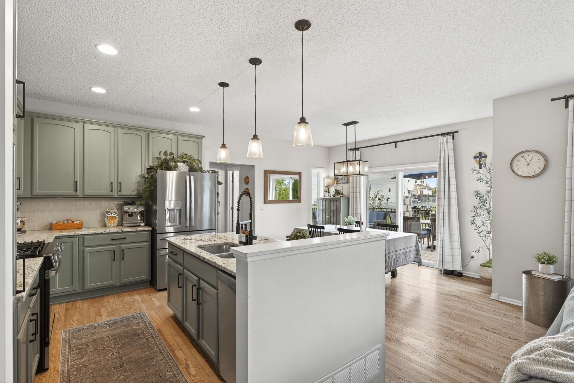 Center Island with Pendant Lights