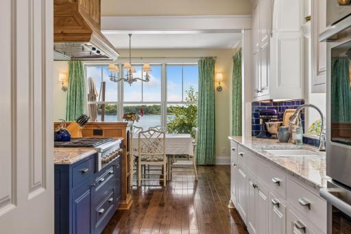 Gleaming hardwood floors with informal dining.