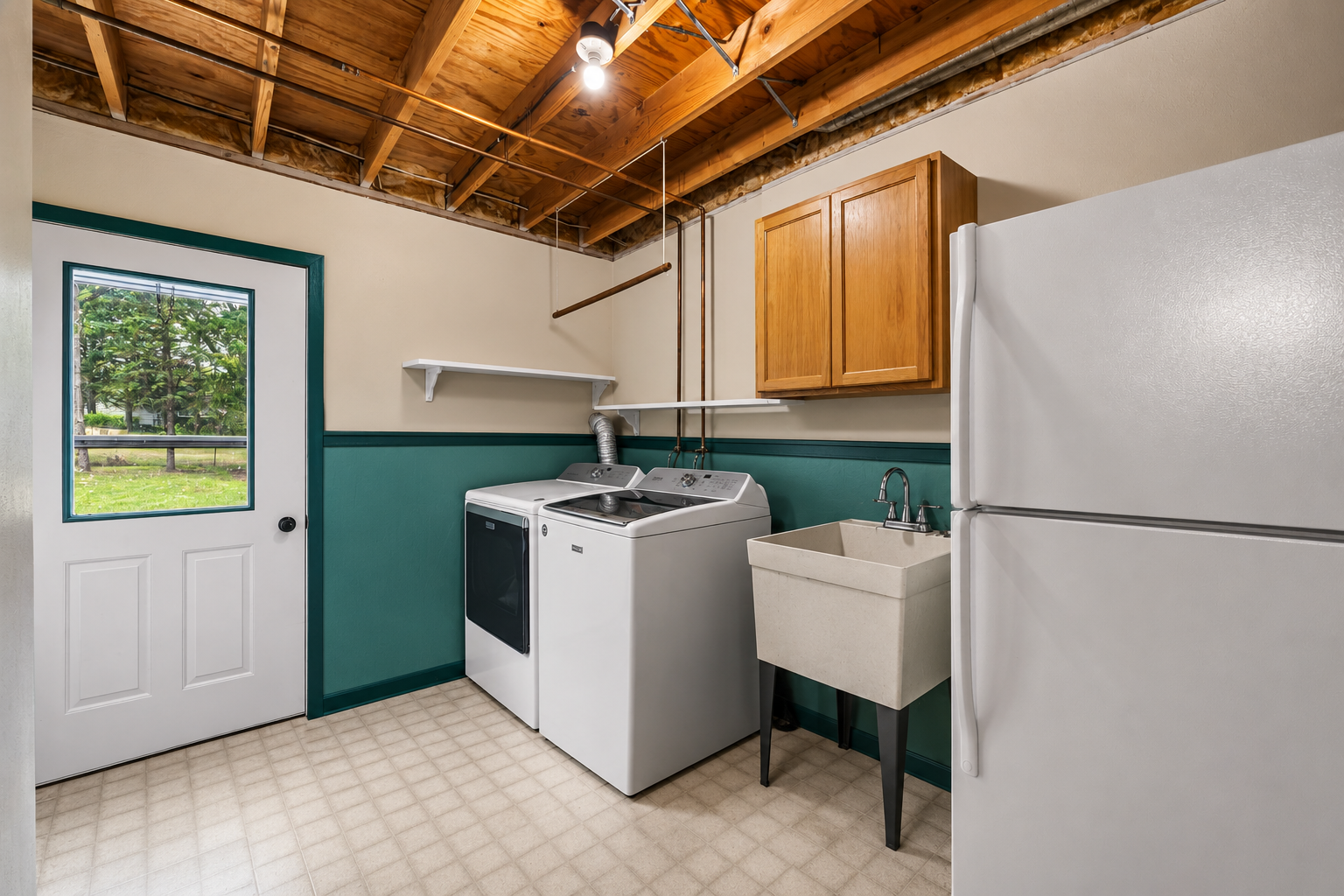 Laundry room lower level with door