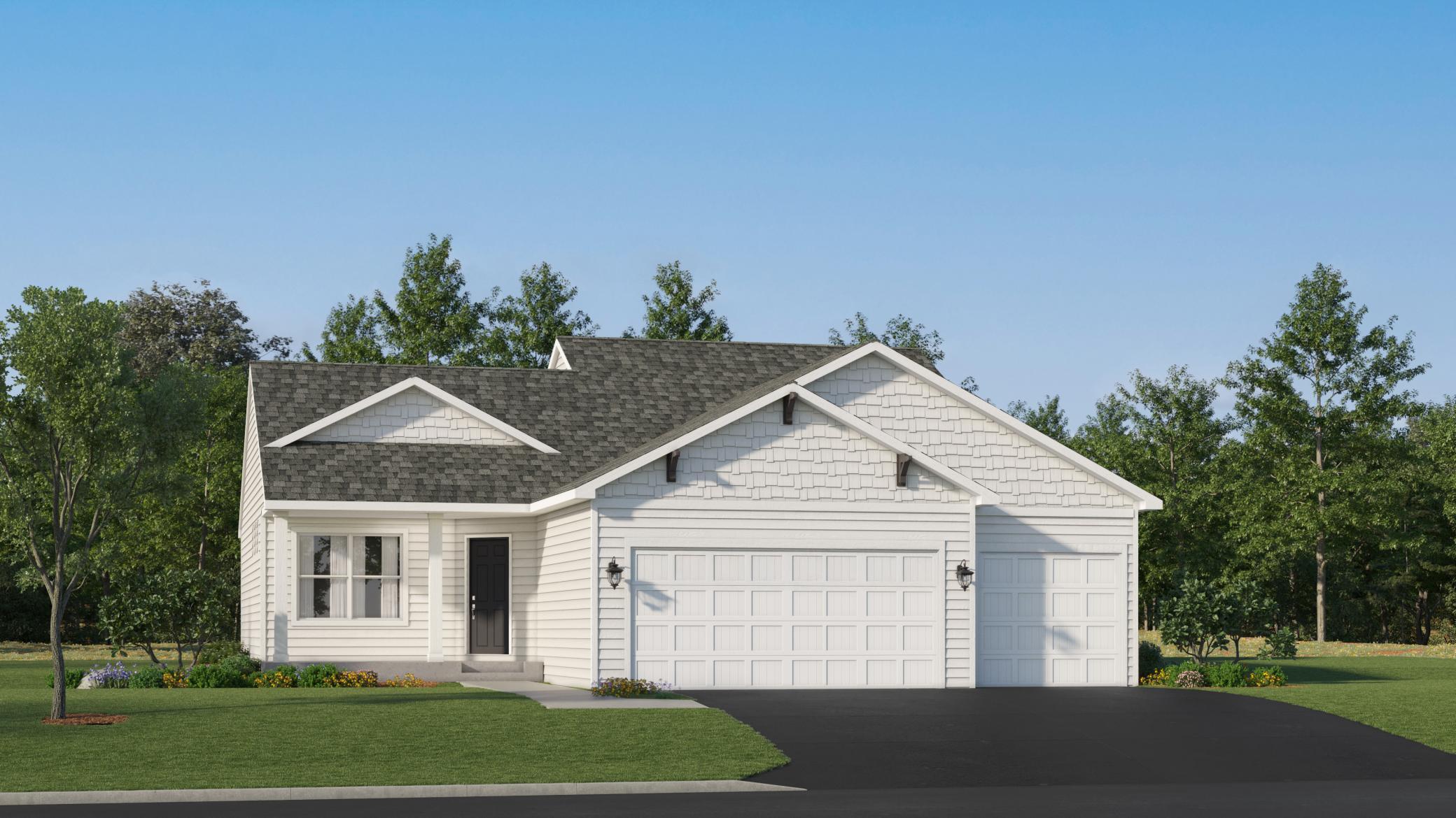(Exterior rendering, actual home's finishes will vary.)